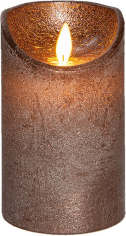 Anna's Collection Led kaars/stompkaars - brons - H12,5 x D7,5 cm - wax - bewegende vlam