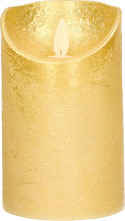 Anna's Collection Led kaars/stompkaars - goud - H12,5 x D7,5 cm - wax - bewegende vlam