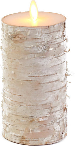 Anna's Collection Led kaars/stompkaars - houtlook - naturel - H15 x D7,5 cm - wax - bewegende vlam