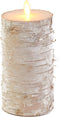 Anna's Collection Led kaars/stompkaars - houtlook - naturel - H15 x D7,5 cm - wax - bewegende vlam