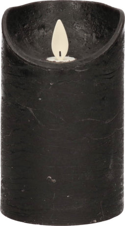 Anna's Collection Led kaars/stompkaars - zwart - H12,5 x D7,5 cm - wax - bewegende vlam