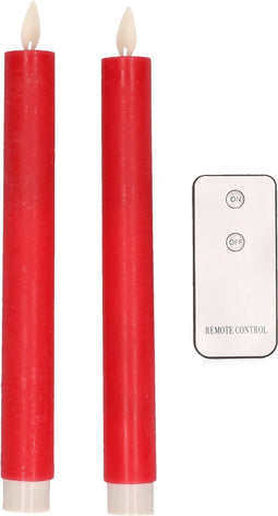 Anna's Collection LED Kaarsen - 2 ST - dinerkaarsen - rood - afstandsbediening - 23 cm
