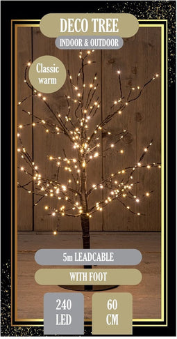 Anna's Collection Lichtboom - zwart - 60 cm - metaal - 240 leds - warm wit - kerstboom