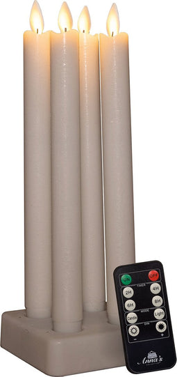 Anna's Collection Oplaadbare LED dinerkaarsen - 4x - wit - 23,5 cm - afstandsbediening - oplaadstation