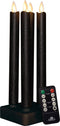 Anna's Collection Oplaadbare LED dinerkaarsen - 4x - zwart - 23,5 cm - afstandsbediening - oplaadstation