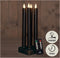 Anna's Collection Oplaadbare LED dinerkaarsen - 4x - zwart - 23,5 cm - afstandsbediening - oplaadstation