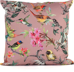 Anna's Collection Sierkussen voor binnen en buiten - bloemenprint - oud roze - 45 x 45 cm - tuinkussen