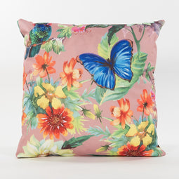 Anna's Collection Sierkussen voor binnen en buiten - vlinder - oud roze - 45 x 45 cm - tuinkussen