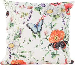 Anna's Collection Sierkussen voor binnen en buiten - vlinders - wit - 45 x 45 cm - tuinkussen