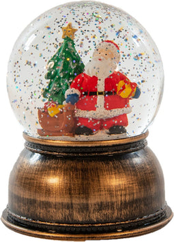 Anna's Collection Sneeuwbol/snowglobe - antiek goud - 11 x 14 cm - met LED verlichting