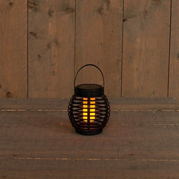 Anna's Collection - Solar lantaarn zwart d15x15 cm vlam-effect