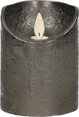 Anna's Collection Stompkaars - LED - gray - H10 cm - bewegende vlam - kaars