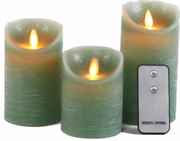 Anna's Collection Stompkaarsen - 3x st - jade groen - LED kaarsen - afstandsbediening