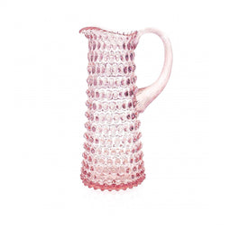 Anna Von Lipa Anna Von Lipa Waterkan Schenkkan Karaf Glas Eiffel Hobnail 1L Rosa Roze