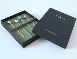 Anovi Tapasprikkers met Olijfmotief - Ambachtelijk Zilvertin - 4 Stuks