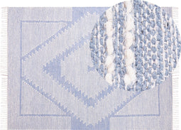 ANSAR - Laagpolig vloerkleed - Blauw - 160 x 230 cm - Katoen