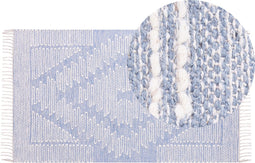 ANSAR - Laagpolig vloerkleed - Blauw - 80 x 150 cm - Katoen