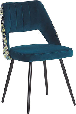 ANSLEY - Eetkamerstoel - Blauw - Fluweel