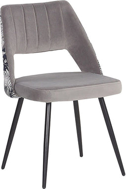 ANSLEY - Eetkamerstoel - Grijs - Fluweel