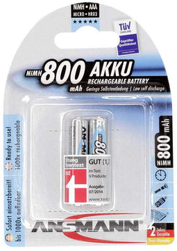 Ansmann maxE NiMH batterij micro 800mAh, blisterverpakking van 2