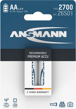 Ansmann NiMH batterij Mignon 2700mAh, blisterverpakking van 2
