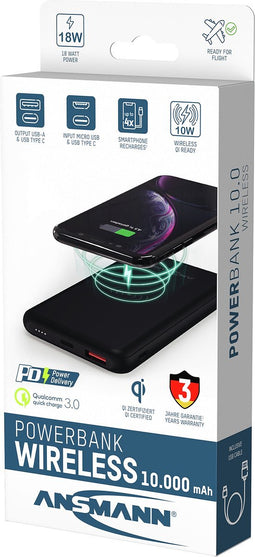 Ansmann Powerbank 10.000mAh Draadloos PB218
