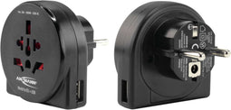 Ansmann Reisstekker World to EU + USB