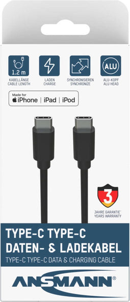 Ansmann Type C / Type C data- en laadkabel 120cm
