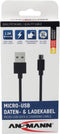 Ansmann USB-kabel USB 2.0 USB-A stekker, USB-micro-B stekker 1.20 m Zwart Aluminium-stekker, TPE-mantel 1700-0076