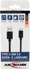 Ansmann USB-kabel USB 3.2 Gen1 (USB 3.0 / USB 3.1 Gen1) USB-A stekker, USB-C stekker 1.20 m Zwart Aluminium-stekker, TP