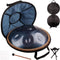 ANTETOK Handpan Tongtrommel - D Mineur 10 Tonen Stalen Trommel, 22 Inch Harmonische Percussie met Draagtas en Drumsticks, Handgemaakte Healing Muziek Drum (Donkerblauw)