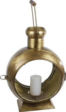 Antieke Lantaarn Berend 33x23x46 cm Goud/Glas/metaal