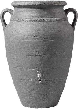 Antique amphore regenton antraciet 600 liter met plantenbak