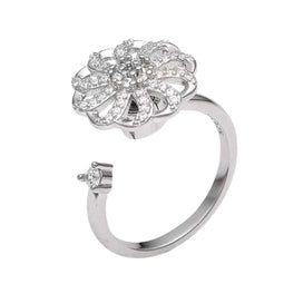 Anxiety Ring - (Draairing Bloem) - Stress Ring - Fidget Ring - Anxiety Ring For Finger - Draaibare Ring Dames - Spinning Ring - Spinner Ring - One-size - Zilver 925