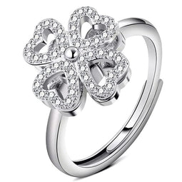 Anxiety Ring - (Draairing Klavertje Vier) - Stress Ring - Fidget Ring - Anxiety Ring For Finger - Draaibare Ring Dames - Spinning Ring - Spinner Ring - One-size - Zilver 925