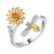 Anxiety Ring - (Draairing Zonnebloem/Bij) - Stress Ring - Fidget Ring - Anxiety Ring For Finger - Draaibare Ring Dames - Spinning Ring - Spinner Ring - One-size - Zilver 925