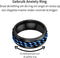 Anxiety Ring - (Ketting) - Stress Ring - Fidget Ring - Anxiety Ring For Finger - Draaibare Ring - Spinning Ring - Zwart-Blauw - (21.50mm / maat 68)