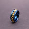 Anxiety Ring - (Ketting) - Stress Ring - Fidget Ring - Anxiety Ring For Finger - Draaibare Ring - Spinning Ring - Blauw-Goud kleurig RVS - (22.25mm / maat 70)