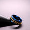 Anxiety Ring - (Ketting) - Stress Ring - Fidget Ring - Anxiety Ring For Finger - Draaibare Ring - Spinning Ring - Blauw-Goud - (21.50mm / maat 68)