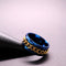 Anxiety Ring - (Ketting) - Stress Ring - Fidget Ring - Anxiety Ring For Finger - Draaibare Ring - Spinning Ring - Blauw-Goud kleurig RVS - (18.50mm / maat 58)