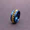 Anxiety Ring - (Ketting) - Stress Ring - Fidget Ring - Anxiety Ring For Finger - Draaibare Ring - Spinning Ring - Blauw-Goud kleurig RVS - (19.75mm / maat 62)