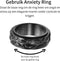 Anxiety Ring - (Ogen) - Stress Ring - Fidget Ring - Draaibare Ring - Spinning Ring - Spinner Ring - Zwartkleurig RVS - (19.75 mm / maat 62)