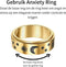 Anxiety Ring - (ster maan) - Stress Ring - Fidget Ring - Draaibare Ring - Spinning Ring - Angst Ring - Goudkleurig RVS - (16.50 mm / maat 52)