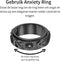 Anxiety Ring - (zon maan) - Stress Ring - Fidget Ring - Draaibare Ring - Spinning Ring - Spinner Ring - Zwartkleurig RVS - (20.75 mm / maat 65)