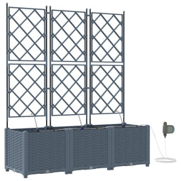 vidaXL - Tuinbakken - met - Water - Irrigatiesysteem - 3 - stuks - Lichtgrijs