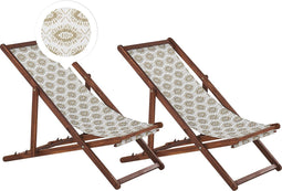 ANZIO - Strandstoel set van 2 - Donkerhout/Beige - Polyester