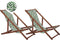 ANZIO - Strandstoel set van 2 - Donkerhout/Groen/Wit - Polyester