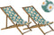 ANZIO - Strandstoel set van 2 - Lichthout/Groen/Bloemen - Polyester