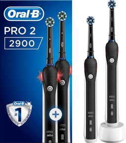 Oral-B Pro 2 - Elektrische Tandenborstel - 100% meer tandplakverwijdering - Zwart (2 stuks)