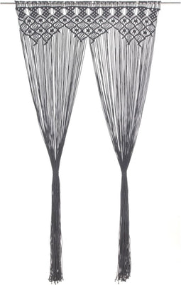 vidaXL - Gordijn - macramé - 140x240 - cm - katoen - antraciet